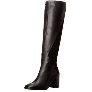 Franco Sarto Boot, L-Stevie Tall Black Leather / Suede Heeled Knee-High, 9.5